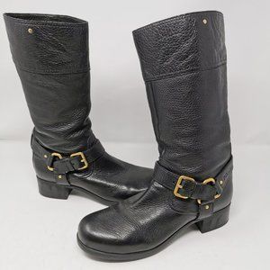 Prada Leather Boots with Gold Link Detail